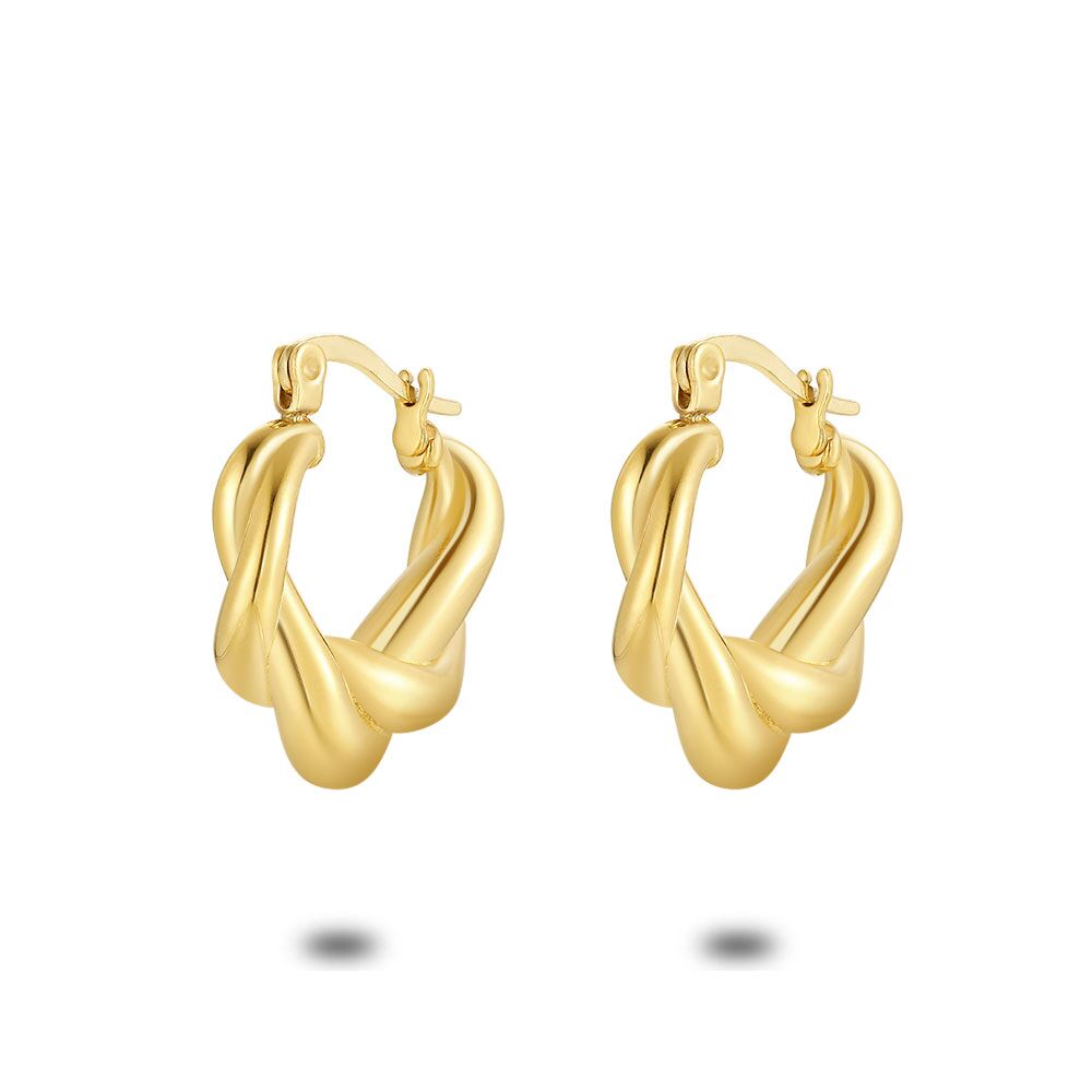 Earrings In Gold-Coloured Stainless Steel, Braided Earring
