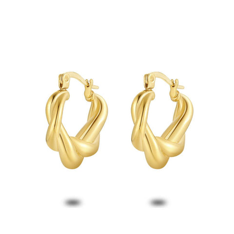 Earrings In Gold-Coloured Stainless Steel, Braided Earring