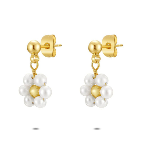 High Fashion Earrings, Flower, Pearls