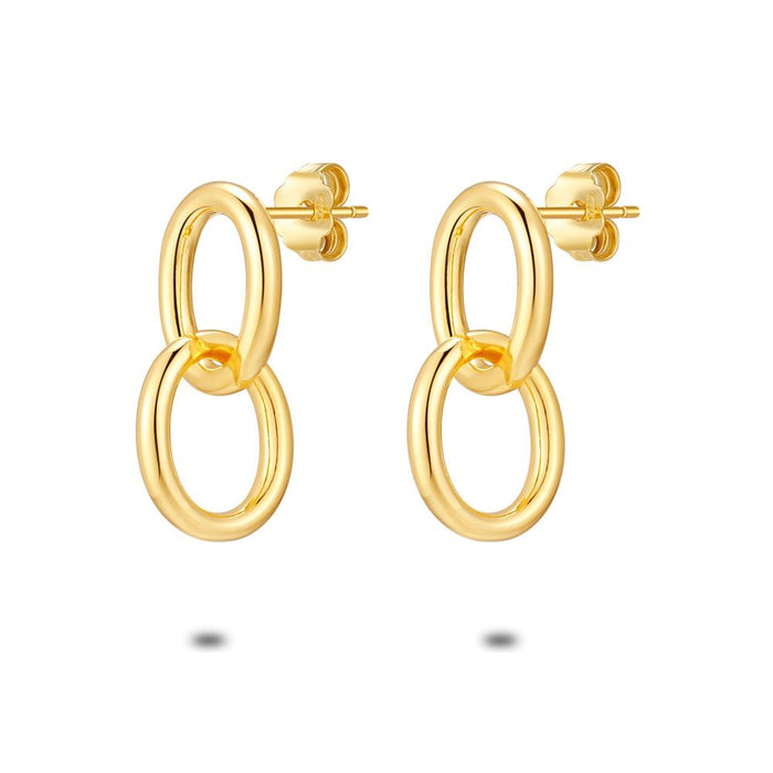 18Ct Gold Plated Silver Earrings, 2 Intertwined Ovals