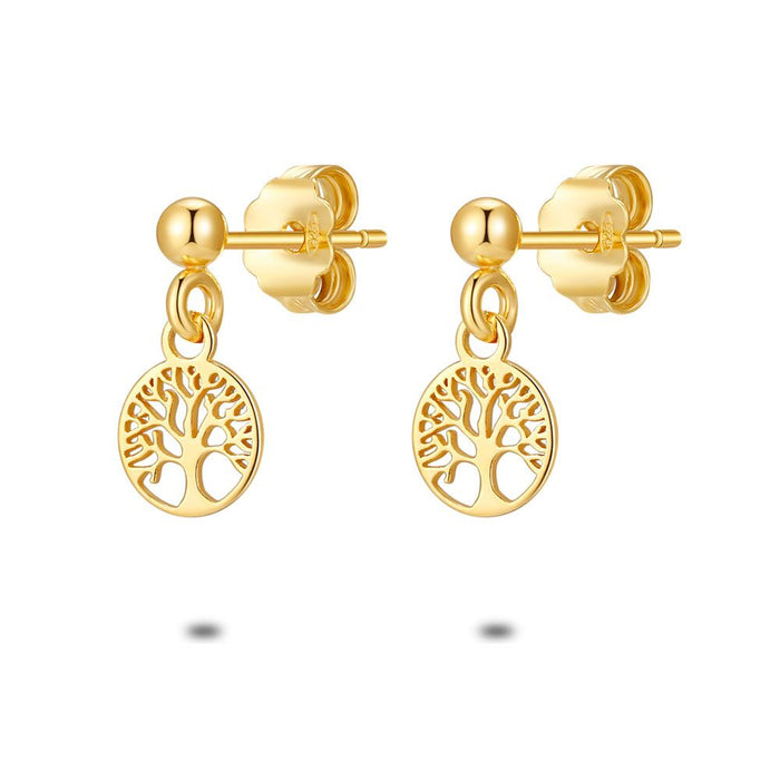 18Ct Gold Plated Silver Earrings, Tree Of Life