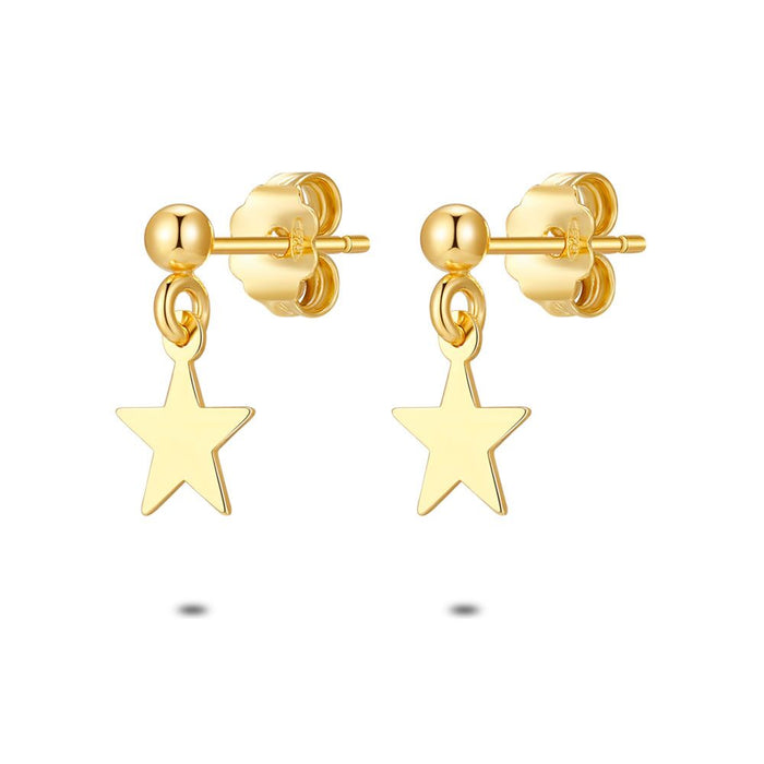 18Ct Gold Plated Silver Earrings, Star