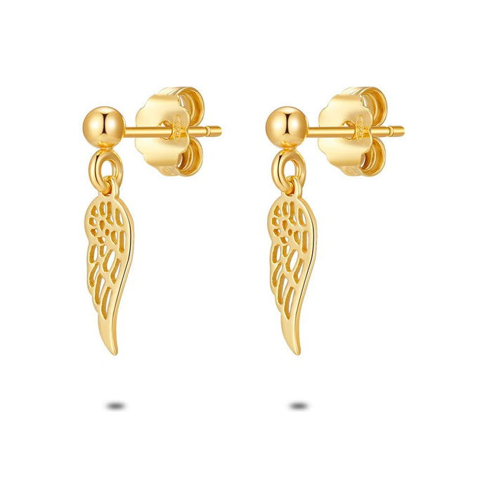 18Ct Gold Plated Silver Earrings, Wing