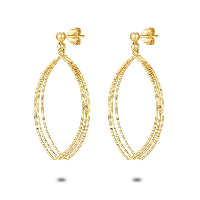 18Ct Gold Plated Silver Earrings, 3 Ellipses