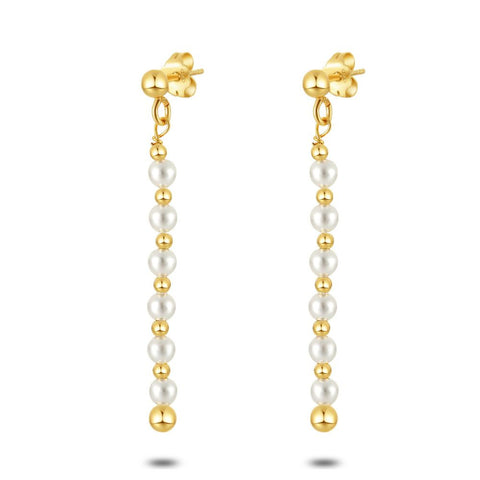 18Ct Gold Plated Silver Earrings, Pearls, Balls