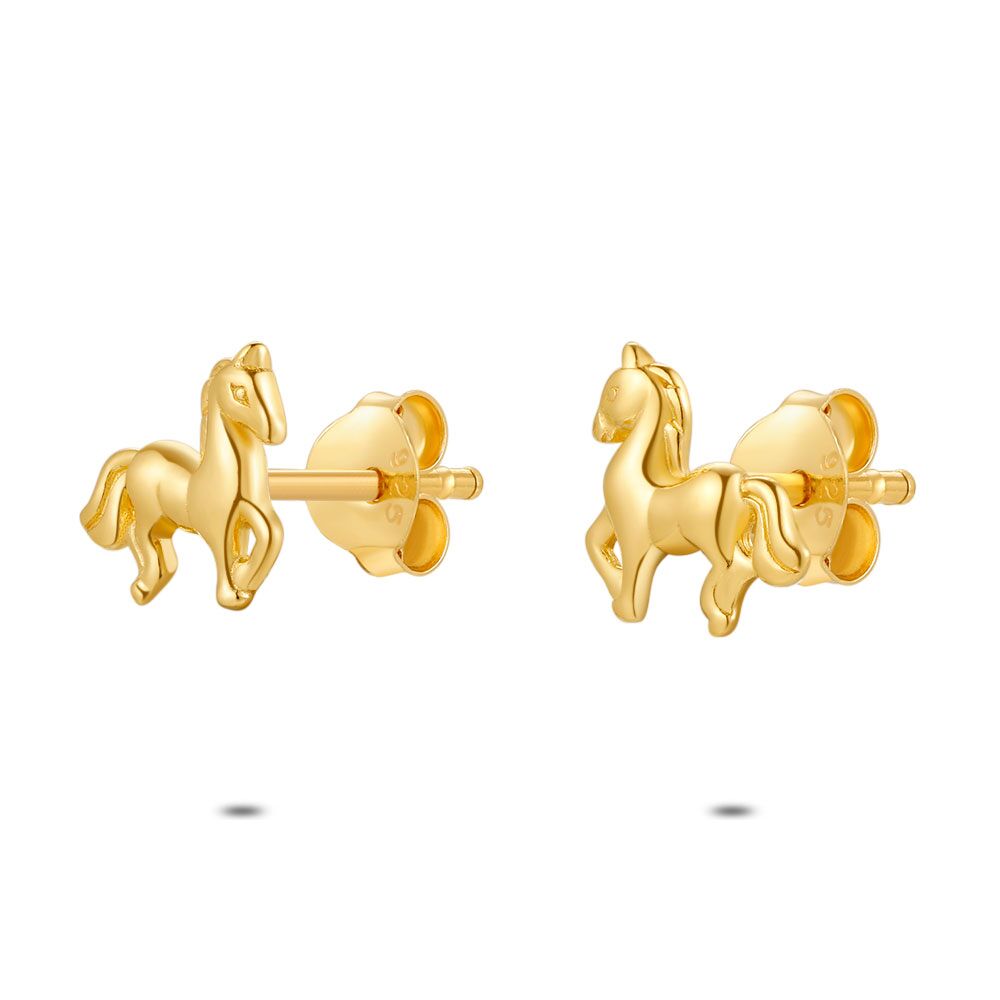 18Ct Gold Plated Silver Earrings, Horse