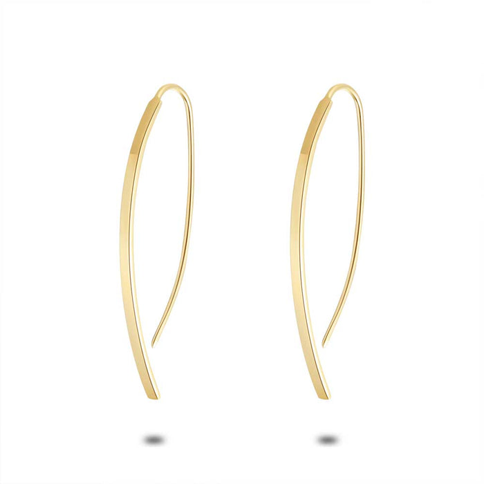 18Ct Gold Plated Silver Earrings, Pull-Through, Rectangular Shape