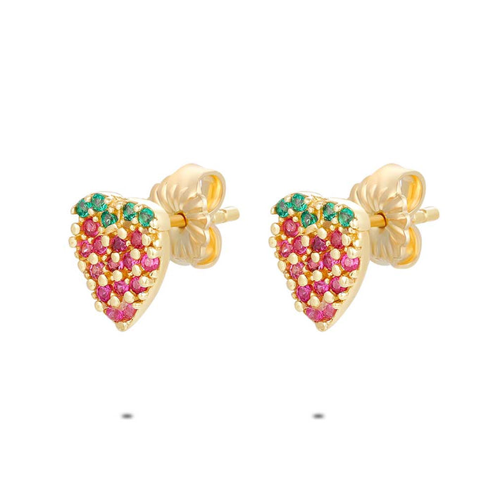 18Ct Gold Plated Silver Earrings, Strawberry