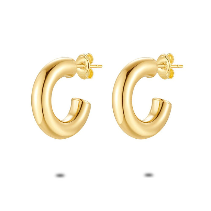 18Ct Gold Plated Silver Earrings, 20 Mm Open Hoop Earring