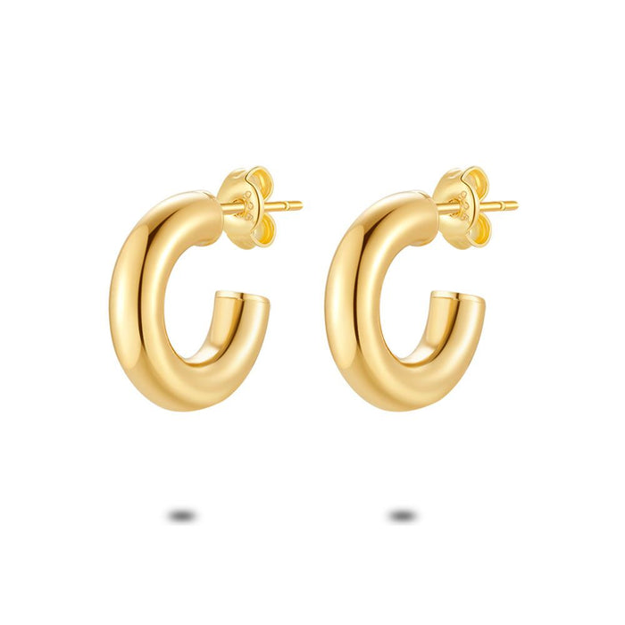 18Ct Gold Plated Silver Earrings, Open Hoop Earrings, 15 Mm