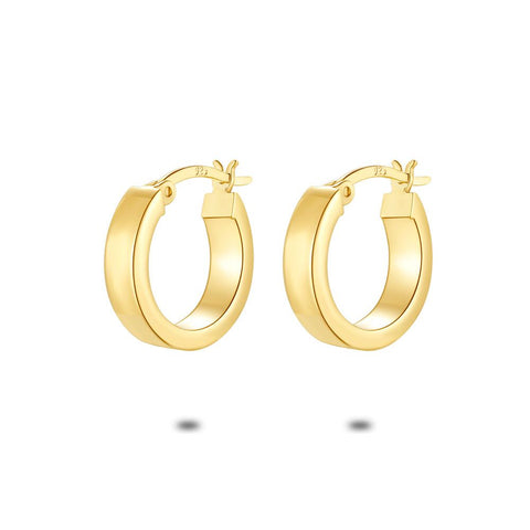 18Ct Gold Plated Silver Earrings, Hoop Earrings, 15 Mm