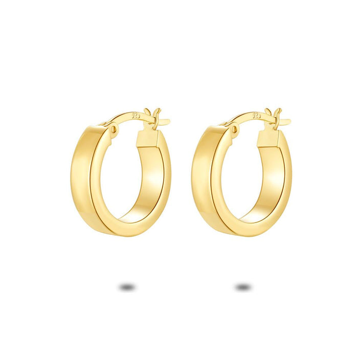 18Ct Gold Plated Silver Earrings, Hoop Earrings, 15 Mm