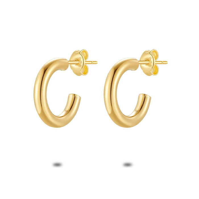 18Ct Gold Plated Silver Earrings, Open Hoop Earring, 15 Mm
