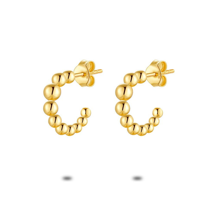 18Ct Gold Plated Silver Earrings, Hoop Earrings, Balls
