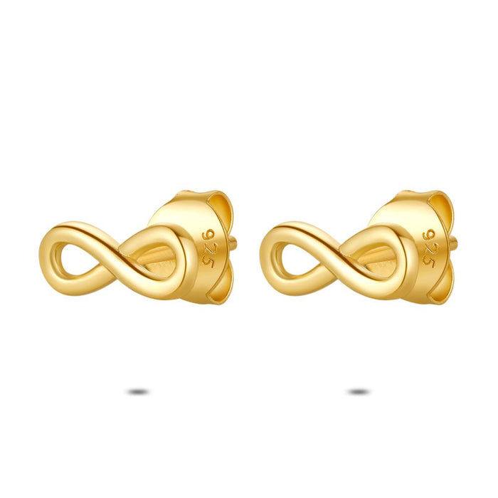 18Ct Gold Plated Silver Earrings, Infinity, 1 Cm