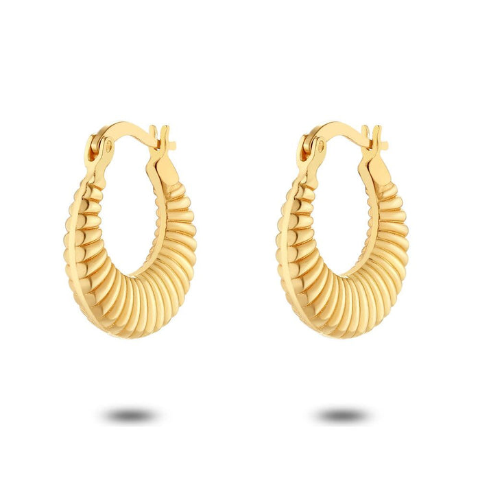 18Ct Gold Plated Silver Earrings, Mat And Shiny