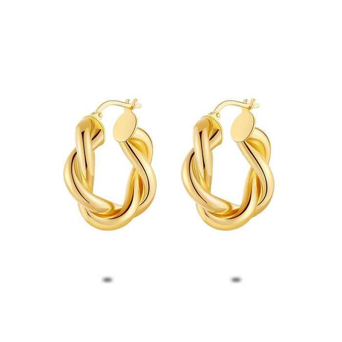 18Ct Gold Plated Silver Earrings, Twisted Hoop Earrings