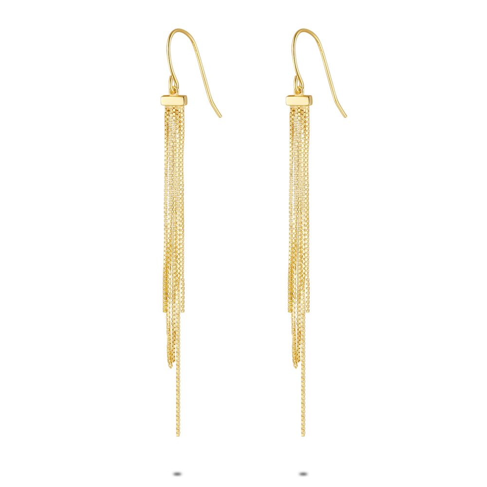 18Ct Gold Plated Silver Earrings, 5 Venetian Chains