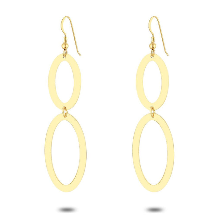 18Ct Gold Plated Silver Earrings, 2 Open Ovals