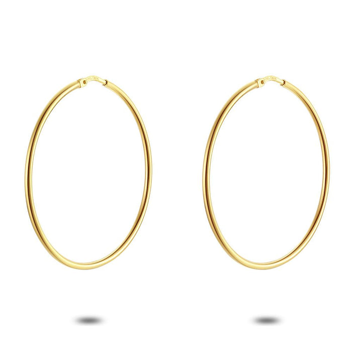18Ct Gold Plated Hoop Earrings, 38 Mm