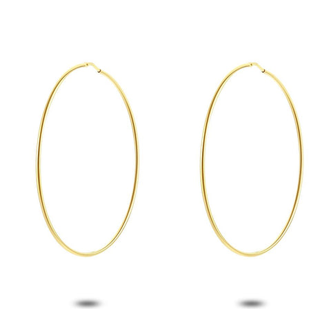 18Ct Gold Plated Hoop Earrings, Hoops, 63 Mm