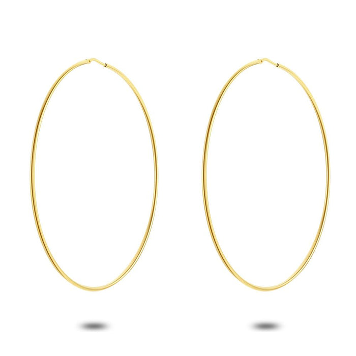 18Ct Gold Plated Hoop Earrings, 73 Mm