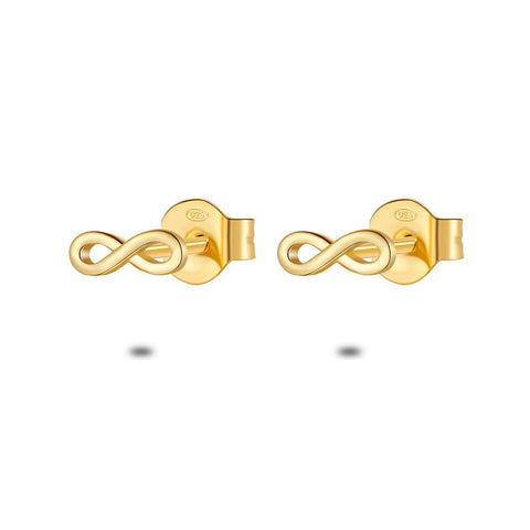 18Ct Gold Plated Silver Earrings, Infinity, 9 Mm