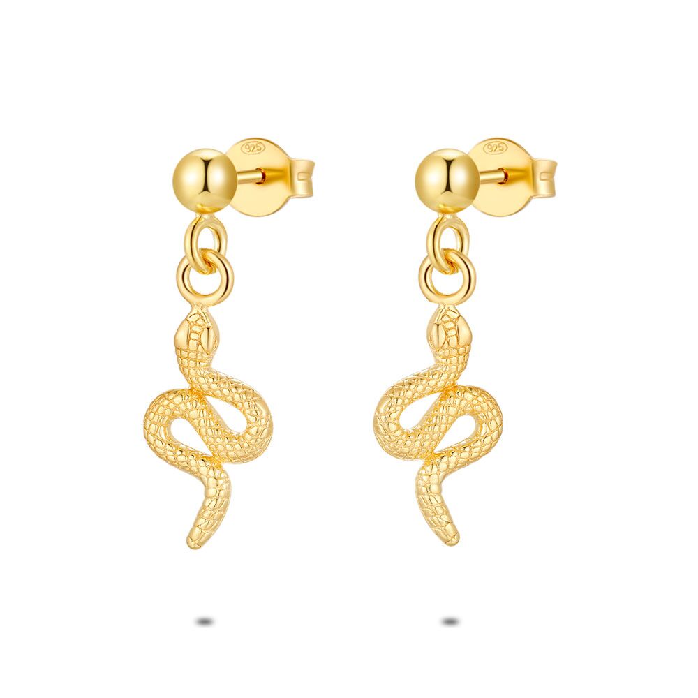 18Ct Gold Plated Silver Earrings, Snake