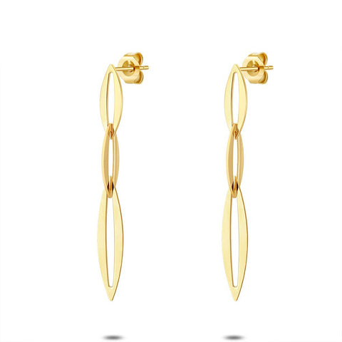 18Ct Gold Plated Silver Earrings, Small And Large Elipses, 47 Mm