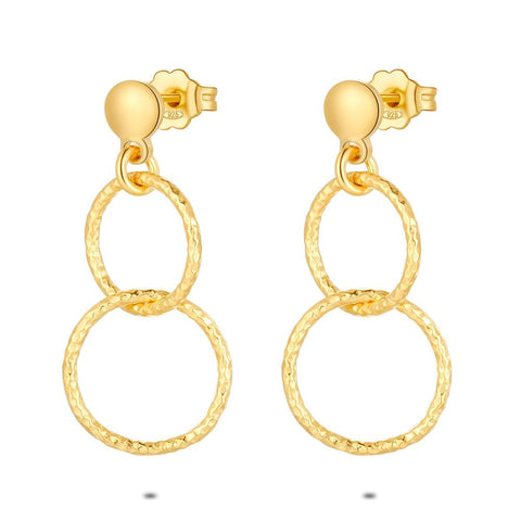 18Ct Gold Plated Silver Earrings, 2 Interlaced Circles