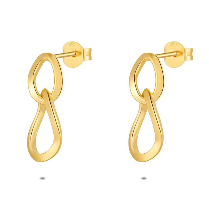 18Ct Gold Plated Silver Earrings, 2 Ovals