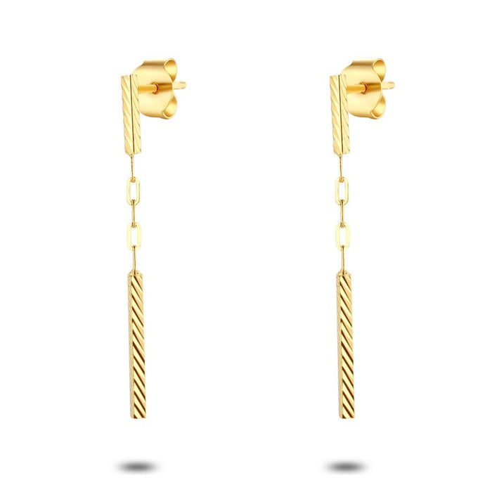 18Ct Gold Plated Silver Earrings, 2 Small Rectangles