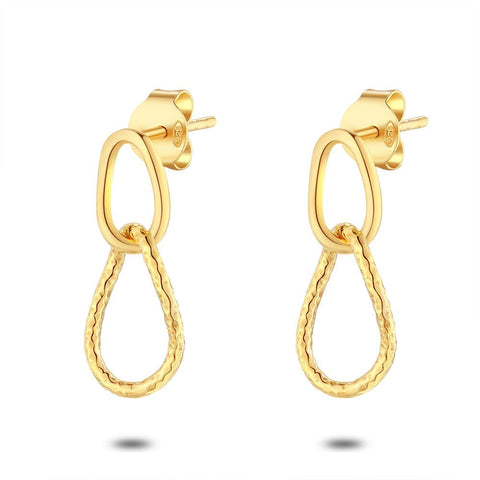 18Ct Gold Plated Silver Earrings, Oval Links