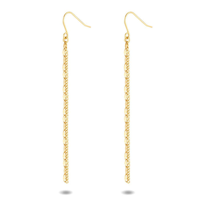 Gold Coloured Stainless Steel Earrings, 2 Different Chains