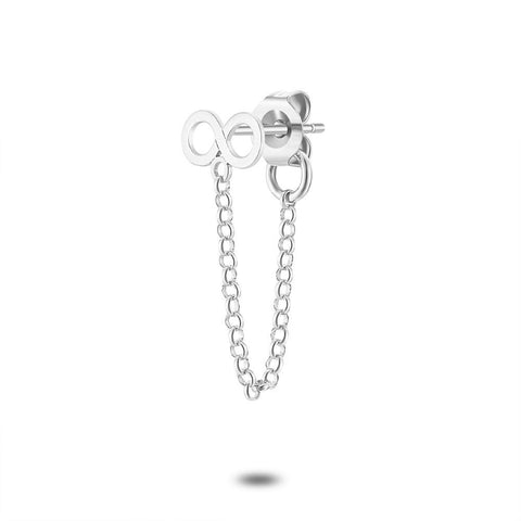 Silver Earring Per Piece, Infinity With Forcat Chain