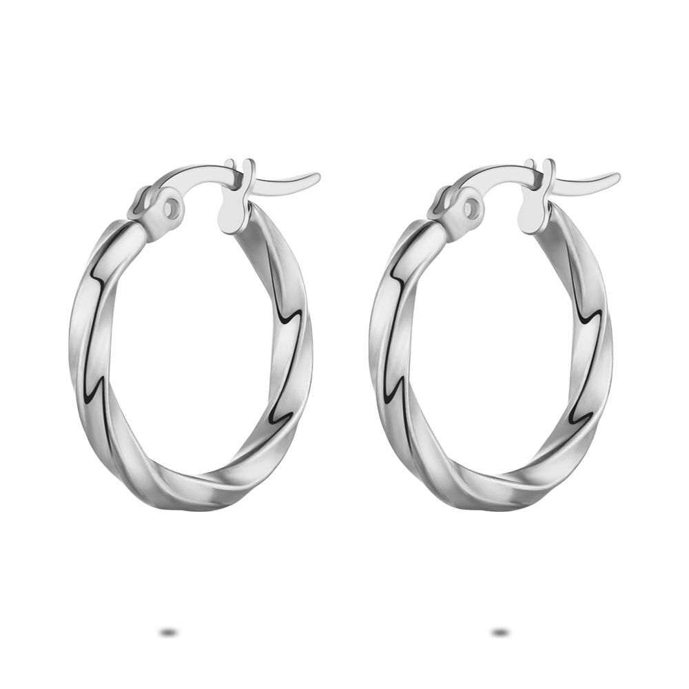 Stainless Steel Earrings, Twisted Hoop Earrings, 20 Mm