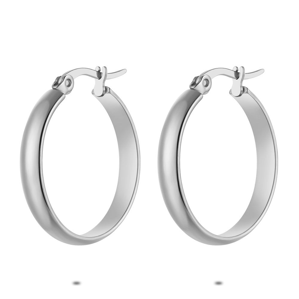 Stainless Steel Earrings, Hoop Earrings, 25 Mm