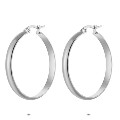 Stainless Steel Earrings, 35 Mm Hoop Earring