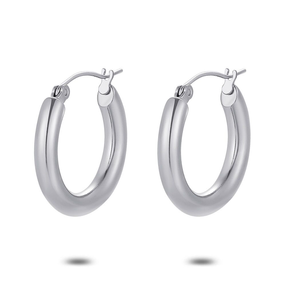 Stainless Steel Earrings, Hoops, 25 Mm/4 Mm