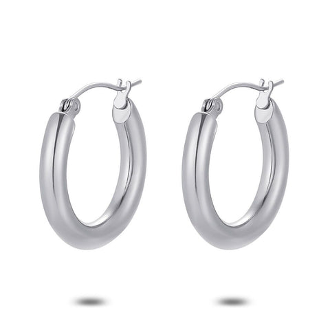 Stainless Steel Earrings, Hoops, 25 Mm/4 Mm