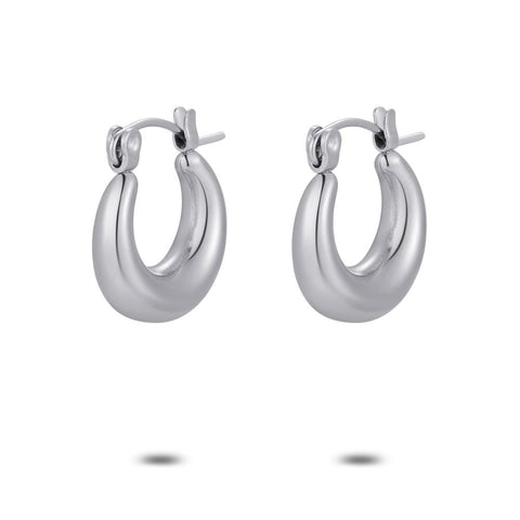 Stainless Steel Earrings, Hoops, 15 Mm