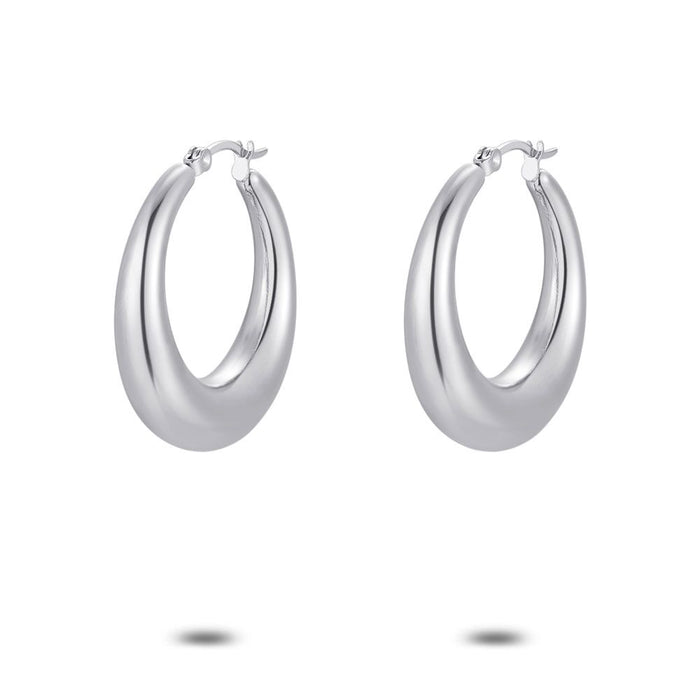 Stainless Steel Earrings, Hoops, 33 Mm/7 Mm