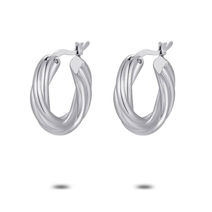 Stainless Steel Earrings, Twisted, 23 Mm