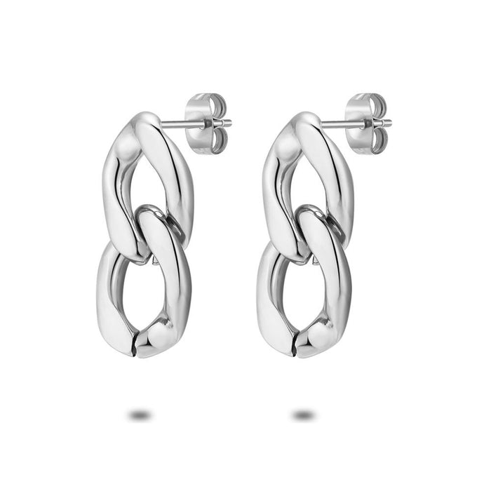 Stainless Steel Earrings, 2 Gourmet Links