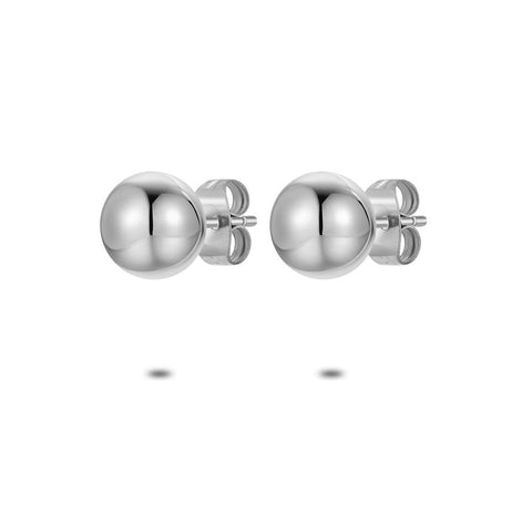 Stainless Steel Earrings, 8 Mm Ball