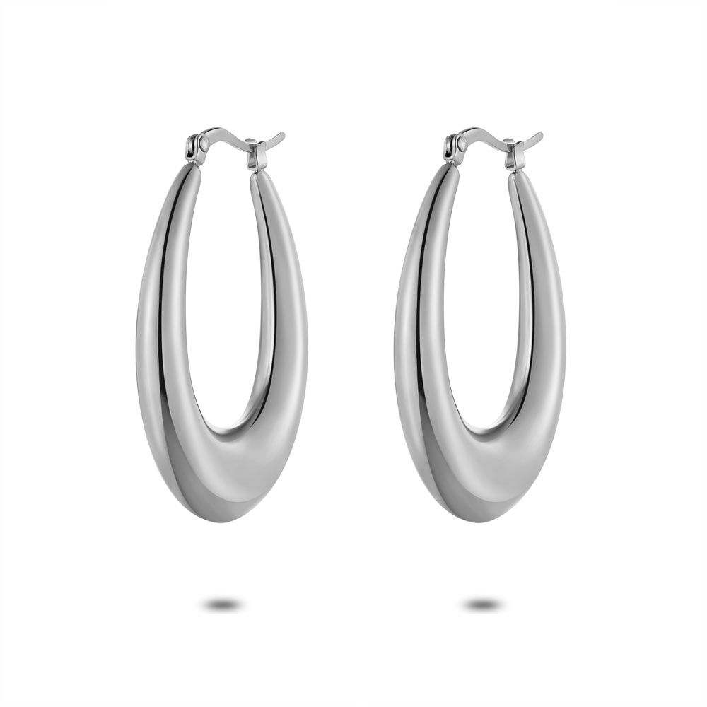 Stainless Steel Earrings, Oval Earring