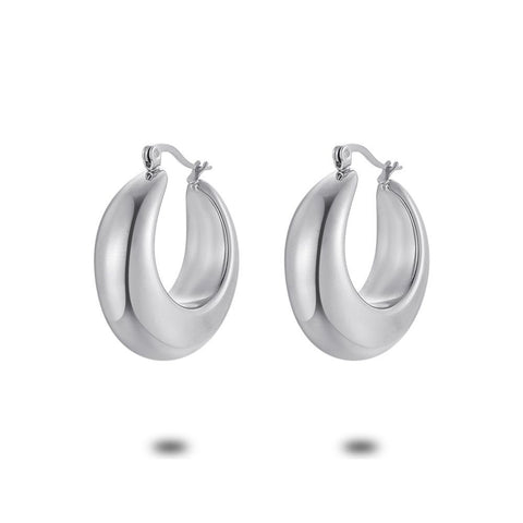 Stainless Steel Earrings, Hoops, Oval