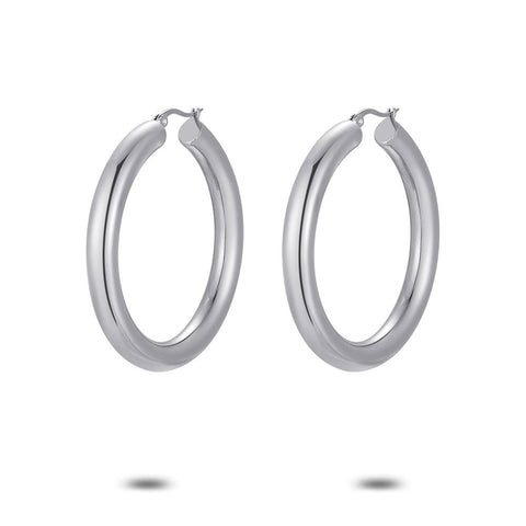 Stainless Steel Earrings, Hoop, 5 Cm