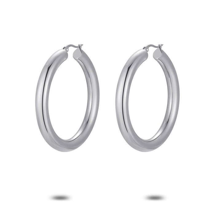 Stainless Steel Earrings, Hoop, 5 Cm
