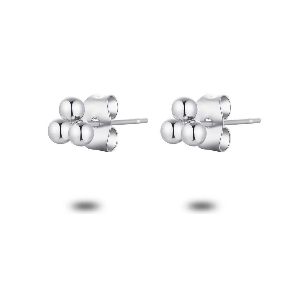 Stainless Steel Earrings, 3 Little Balls